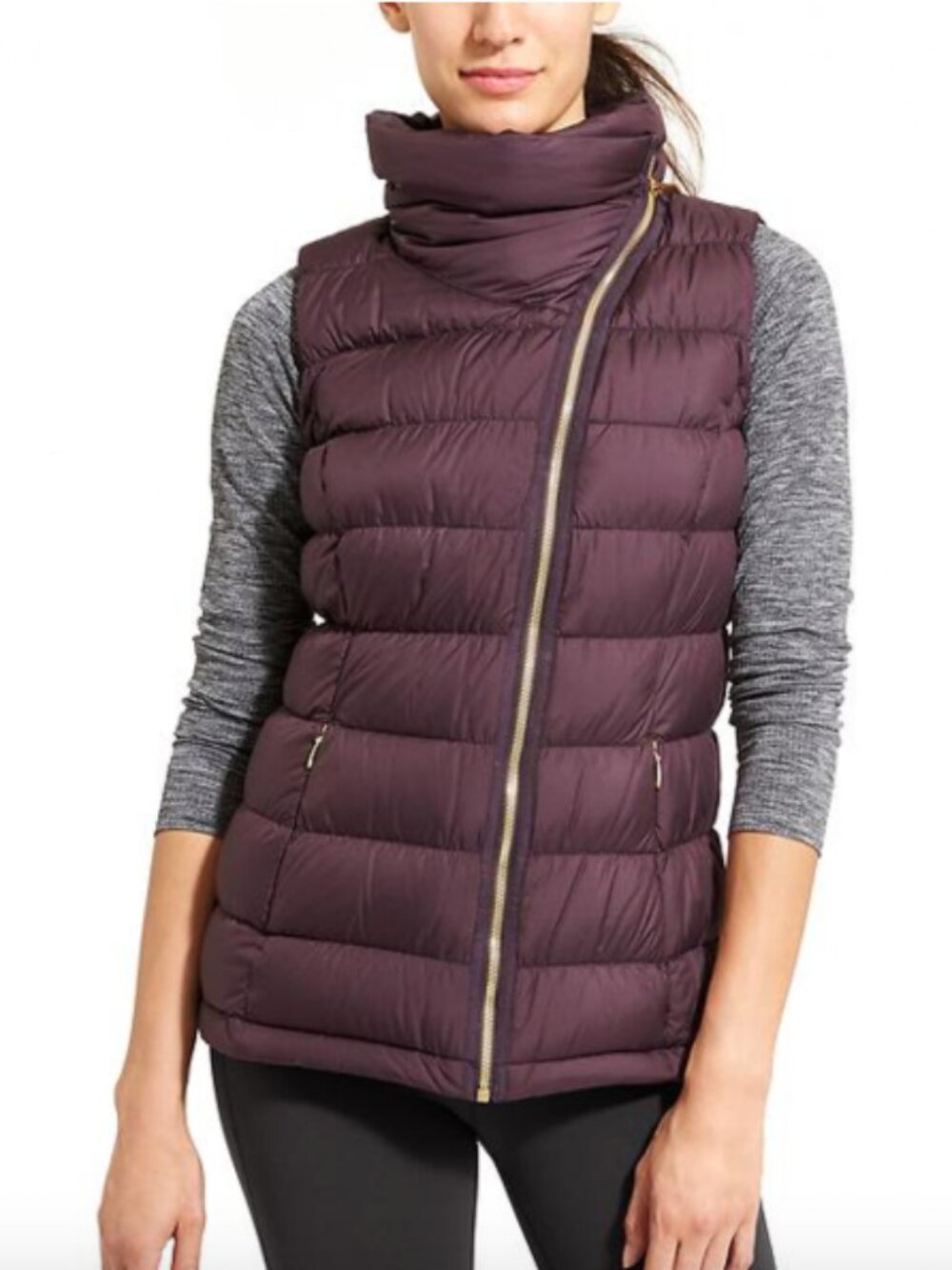 Athleta Downabout Puffer Vest Wild Raisin XL